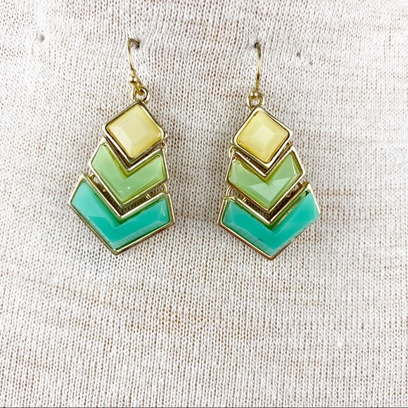 Mint Chevron Arrow dangle drop Earrings - Picture 1 of 1